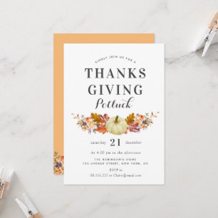 waterverf pompoenbladeren thanksgiving potluck kaart