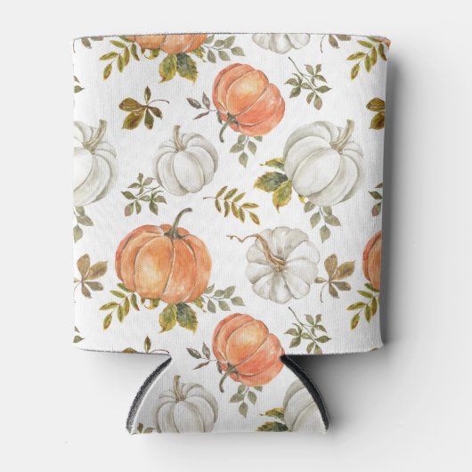 Waterverf pompoenen en gebladerte herfstpatroon blikjeskoeler (Voorkant)