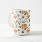 Waterverf pompoenen en gebladerte herfstpatroon koffiemok (Voorkant links)