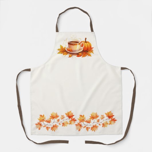 Waterverf Pompoenen en Koffie Schort (Voorkant)