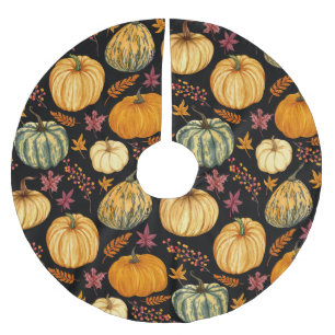 Waterverf pompoenen: herfst naadloos patroon. kerstboom rok