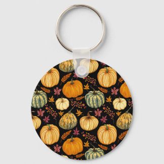 Waterverf pompoenen: herfst naadloos patroon. sleutelhanger