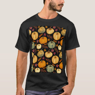 Waterverf pompoenen: herfst naadloos patroon. t-shirt