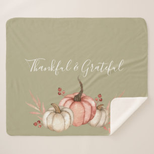  Waterverf Pompoenen op Sage Sherpa Deken