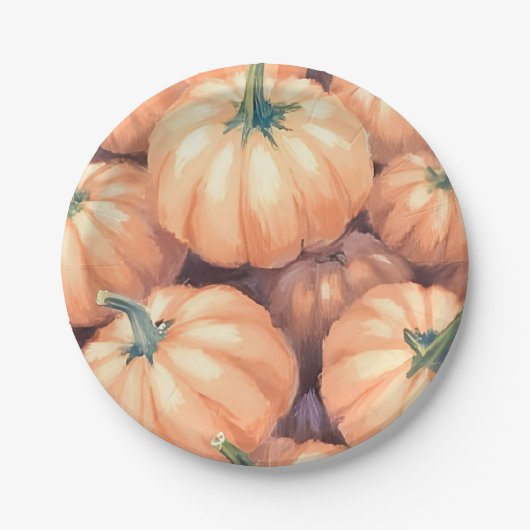 Waterverf pompoenen Thanksgiving Halloween Papieren Bordje (Voorkant)