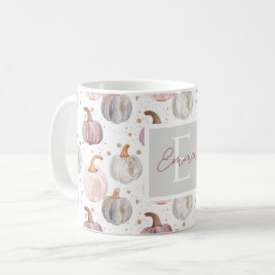 Waterverf Pompoenpatroon met naam Koffiemok