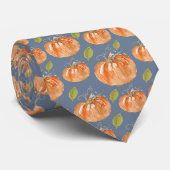 Waterverf pompoenpatroon op blauw stropdas (Opgerold)