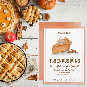Waterverf Pompoentaart Friendsgiving Thanksgiving Kaart