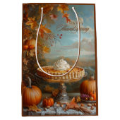 Waterverf pompoentaart Happy Thanksgiving Medium Cadeauzakje (Voorkant)