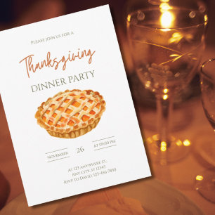 Waterverf Pompoentaart Thanksgiving Dinnerfeest Kaart