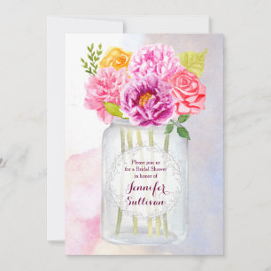 Waterverf ponden Rozen Rustic Mason Jar Wedding Kaart