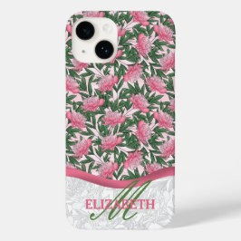 Waterverf Ponies Floral Pattern Roze Monogram Case-Mate iPhone 14 Hoesje