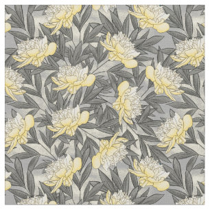 Waterverf Ponies Floral Pattern Yellow Grijs Stof