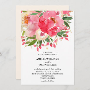 Waterverf Ponies Floral Wedding Invitations