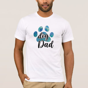 Waterverf Pootafdruk Hond Papa Huisdierliefhebber T-shirt