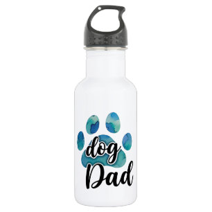 Waterverf Pootafdruk Hond Papa Huisdierliefhebber Waterfles