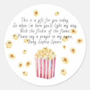 Waterverf Popcorn Gebeden Kaars  Ronde Sticker