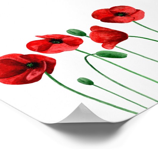 Waterverf poppenkast afdrukken Rode bloemen Botani Poster (Hoek)