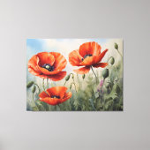 Waterverf Poppies Art Elegant Bloemen Canvas Afdruk (Voorkant)