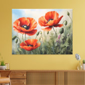 Waterverf Poppies Art Elegant Bloemen Canvas Afdruk (Insitu (Woonkamer))