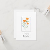 Waterverf Poppies Bouquet Kaart (Voorkant / Achterkant in situ)