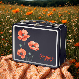 Waterverf Poppies Naam Floral Metal Lunch Box