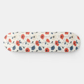 Waterverf Poppies Pattern – Rood, Blauw & Wit Skateboard (Horizontaal)