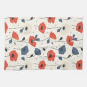 Waterverf Poppies Pattern – Rood, Blauw & Wit Theedoek (Horizontaal)