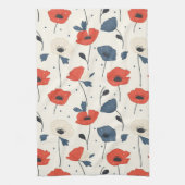 Waterverf Poppies Pattern – Rood, Blauw & Wit Theedoek (Verticaal)
