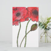 Waterverf Poppy Briefpapier (Staand voorkant)