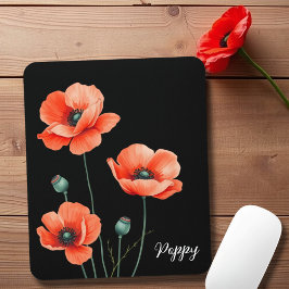 Waterverf Poppy Flower Art Naam Bloemen Muismat