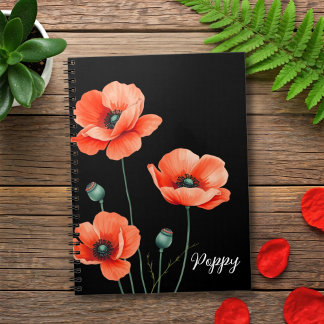 Waterverf Poppy Flower Art Naam Floral Notitieboek