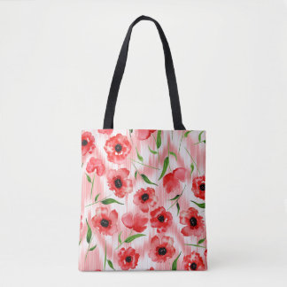 Waterverf: Poppy pioen ikat. Draagtas