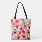 Waterverf: Poppy pioen ikat. Draagtas (Achterkant)