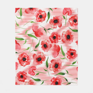 Waterverf: Poppy pioen ikat. Fleece Deken