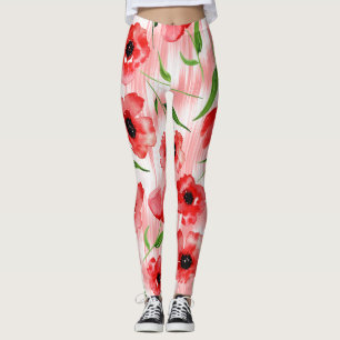 Waterverf: Poppy pioen ikat. Leggings