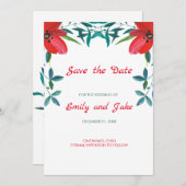 Waterverf Poppy Save The Date (Voorkant / Achterkant)