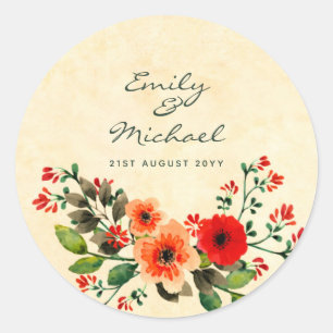 Waterverf Poppy Stickers Gepersonaliseerde Peach