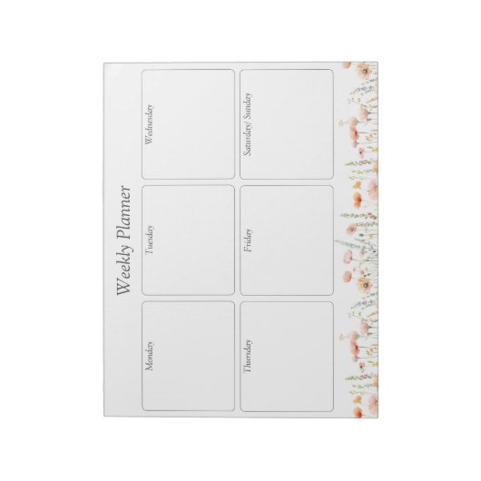 Waterverf Poppy Wildflower Bloemen weekplanner Notitieblok (Gedraaid)