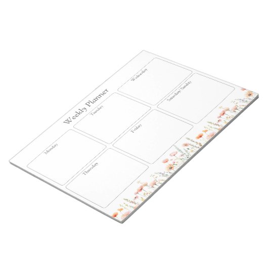 Waterverf Poppy Wildflower Bloemen weekplanner Notitieblok (Schuin)
