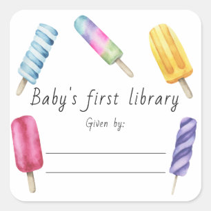Waterverf Popsicle Baby's eerste bibliotheek Vierkante Sticker