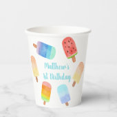 Waterverf Popsicle Blue Boy Birthday Papieren Bekers (Voorkant)