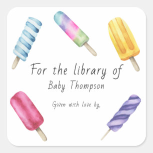 Waterverf Popsicle Voor de bibliotheek van Vierkante Sticker
