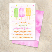 Waterverf Popsicles Kleurrijk Meisje 3e Verjaardag Kaart