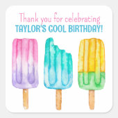 Waterverf Popsicles Vierkante Sticker (Voorkant)