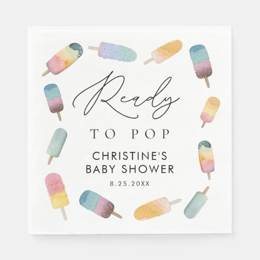 Waterverf Populatie Klaar aan Pop Baby shower Servet (Voorkant)