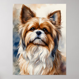 Waterverf Portret Pose Sweet Shih Tzu Dog Poster