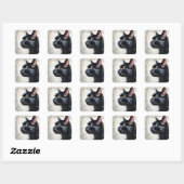 Waterverf Portret van Black Cat Profile Pose Vierkante Sticker (Vel)