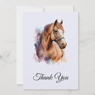 Waterverf portret van bruin paardenhoofd bedankkaart