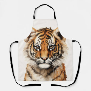 Waterverf Portret van een kleine tijger Schort